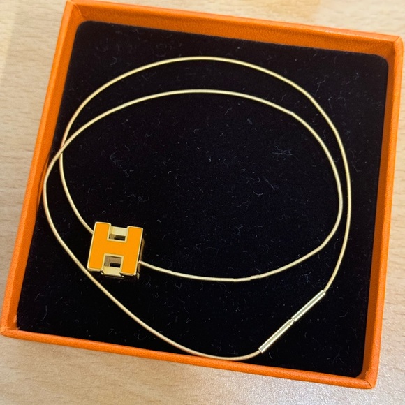 AUTHENTIC Hermes Cage d'Ache H Cube Necklace Pendant - Picture 2 of 7